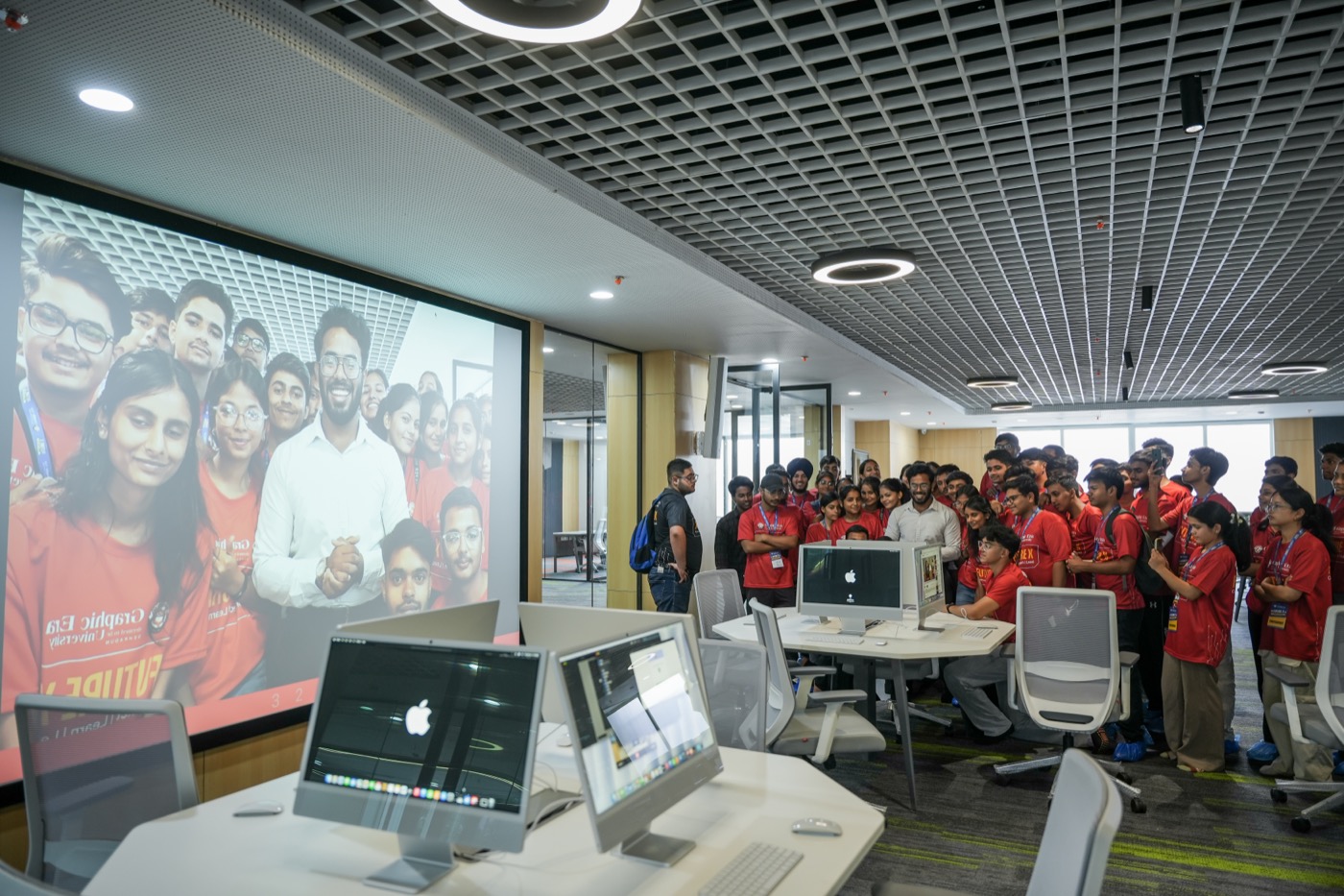 Students learning AI